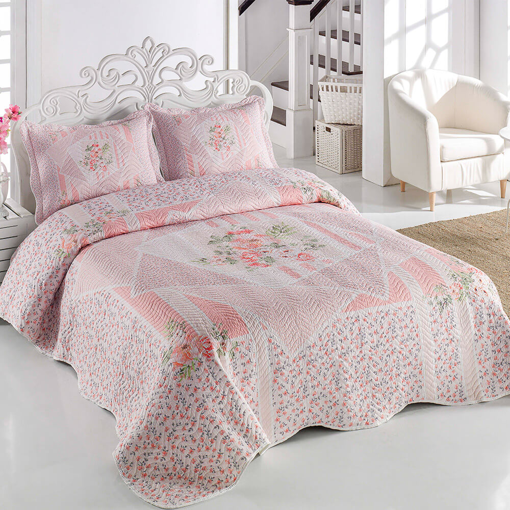 Örtüm Dolce Pudra Çift Kişilik Kapitone Yatak Örtüsü