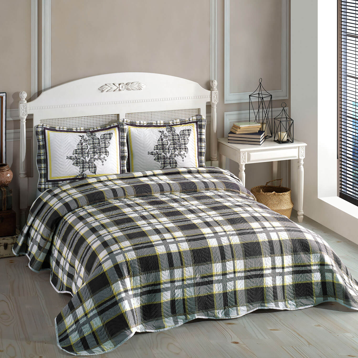 Örtüm Brave Sarı Çift Kişilik Kapitone Yatak Örtüsü